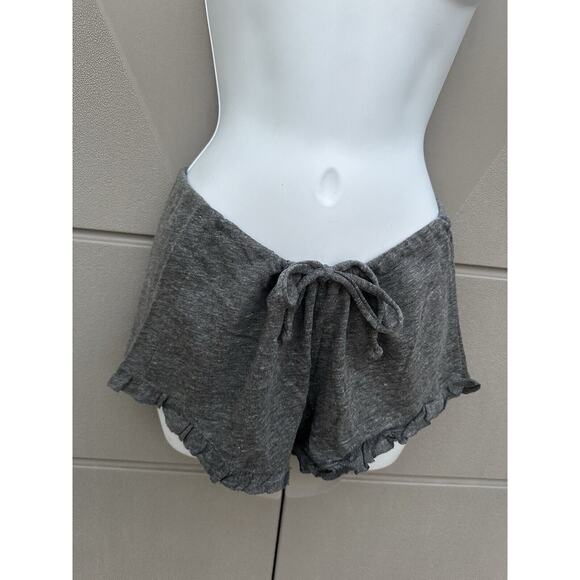 NWT Chaser Women's Soft Cozy Gray Low Rise Ruffle Hem Drawstring Shorts Sz M - Picture 9 of 12
